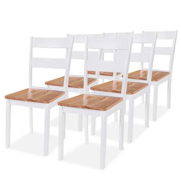 vidaXL Eetkamerstoelen 6 st massief rubberwood wit, Huis en Inrichting, Verzenden, Nieuw