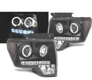 PHARES POUR FORD F150 08-14 ANGEL EYES LED NOIR, Verzenden, Nieuw
