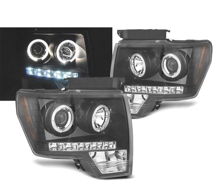 PHARES POUR FORD F150 08-14 ANGEL EYES LED NOIR, Autos : Pièces & Accessoires, Éclairage, Envoi
