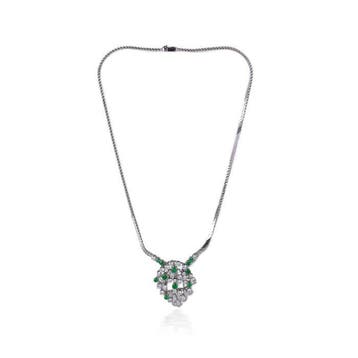 Collier - 18 carats Or blanc - 3.50ct. tw. Émeraude -