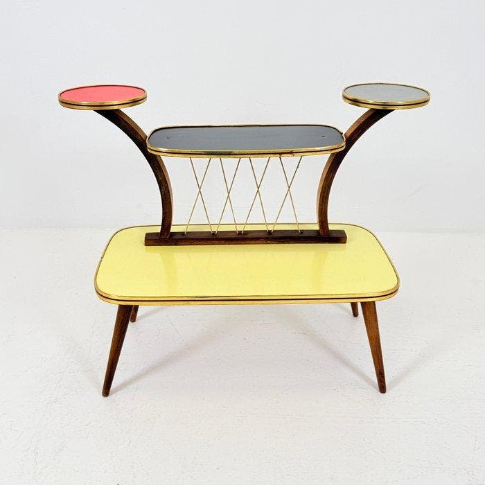 Bijzettafel - Hout - Retro Flower Table, Antiek en Kunst, Kunst | Designobjecten