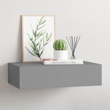 vidaXL Wandschap met lade 40x23,5x10 cm MDF grijs, Huis en Inrichting, Verzenden, Nieuw