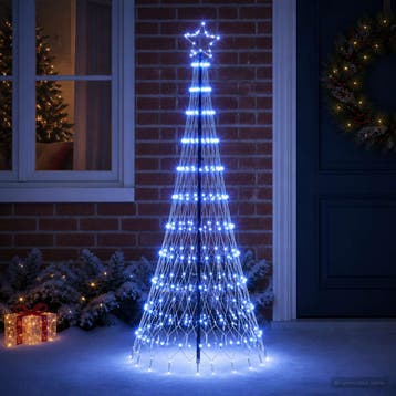 vidaXL LED kerstboom EKENAS 180 cm 230 LEDs Blauw IJzer, Verzenden, Nieuw