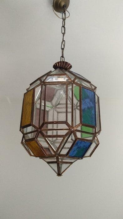 Plafondlamp - Glas, Metaal, Antiek en Kunst, Curiosa en Brocante