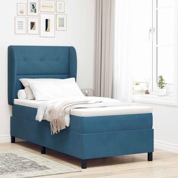 vidaXL Boxspring bed met hoofdeinde Donkerblauw 200 x 100 cm, Verzenden