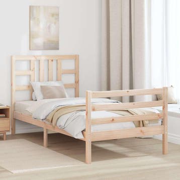 vidaXL Bedframe met hoofdbord massief hout, Verzenden, Nieuw