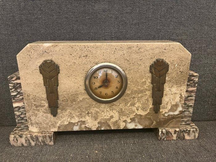 Horloge et parure de cheminée (3) - Art déco Marbre, Laiton, Antiquités & Art, Antiquités | Horloges
