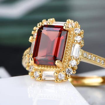Zonder minimumprijs - Ring Zilver - 2.34ct. tw. Granaat, Nieuw