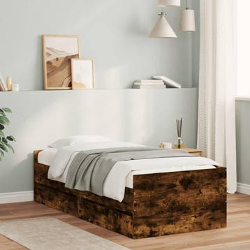 vidaXL Bedframe met lades gerookt eikenkleurig 90x200 cm, Verzenden, Nieuw
