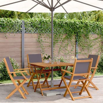 vidaXL 5-delige Tuinset massief hout en stof, Verzenden, Tuinset