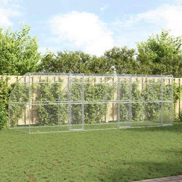 vidaXL Hondenhok 3 st zilver 6 x 2 x 2 m Verzinkt staal, Dieren en Toebehoren, Verzenden, Nieuw