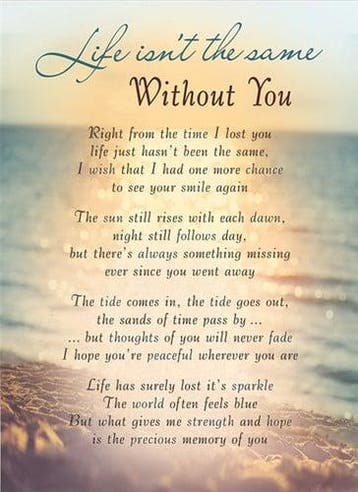 Rouwkaart herdenkingskaart life isn’t the same without you, Nieuw