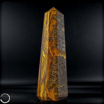 Natuurlijke tijgeroog-obelisk met goudbruin zijde-structuur-