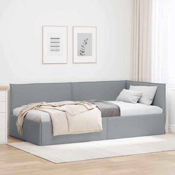 vidaXL Hoek Bed Frame met hoofdeinde Lichtgrijs 100 x 200 cm, Verzenden, Nieuw