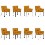 Set van 8 Leren eetkamerstoelen Lucky - Toledo Leem, Ophalen of Verzenden, Nieuw, Leer, Eén