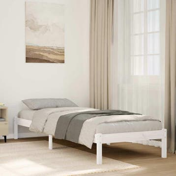 vidaXL Bedframe extra lang zonder matras grenenhout wit, Huis en Inrichting, Verzenden, Nieuw