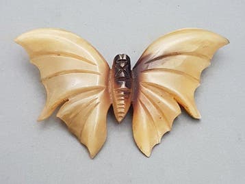 Art Deco, Vlinder, Hoorn - Broche