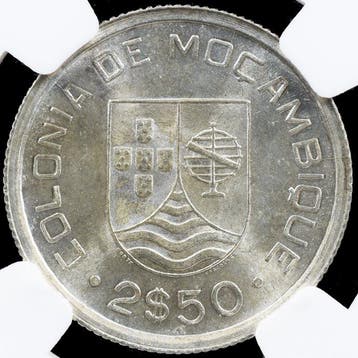 Portugees Mozambique. Republic. 2 ½ Escudos 1935 - NGC - MS, Postzegels en Munten, Munten | Europa | Niet-Euromunten