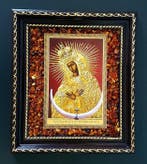 Ambre - Unique Baltic Amber Virgin Mary Icon – Framed