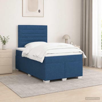 vidaXL Boxspringbed met matras met hoofdeinde Blauw 120 x, Verzenden