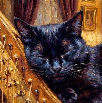 Kleury.art - [XL Canvas] Lullaby for a Black Cat” by