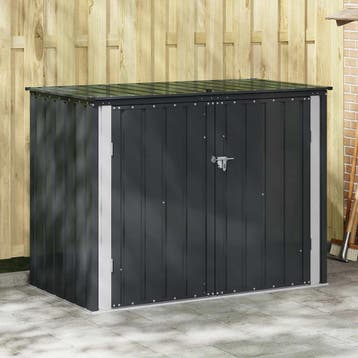 vidaXL Tuinopslagdoos Zwart 151,5 x 82 x 110,5 cm Staal, Tuin en Terras, Verzenden, Nieuw