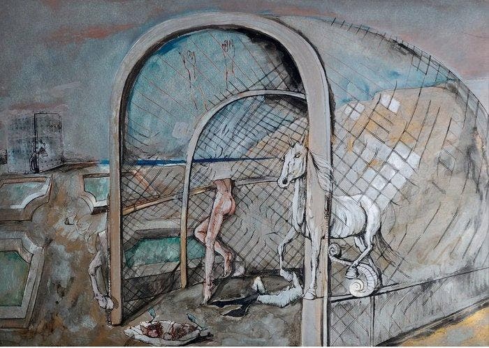 Sergio Vacchi (1925-2016) - La contro-ora, Antiek en Kunst, Kunst | Designobjecten