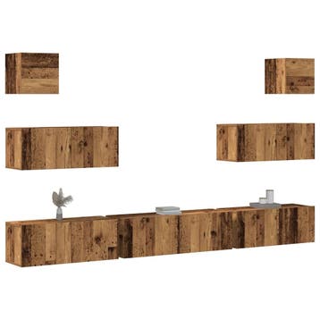 vidaXL 7-delig Tv-meubelset wandmontage bewerkt hout oud, Verzenden