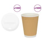 vidaXL Papieren koffiekopjes met deksel 1000 st 12oz 300 ml, Verzenden