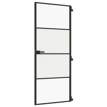 vidaXL Binnendeur smal 83x201,5 cm gehard glas en aluminium, Verzenden