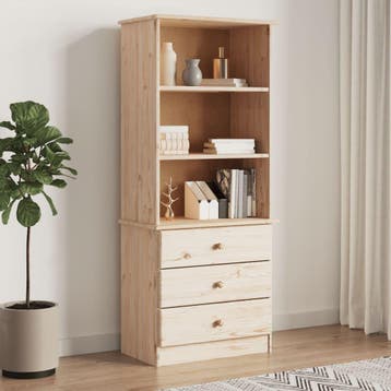 vidaXL Boekenkast met lades ALTA 60x35x142 cm massief, Verzenden, Nieuw