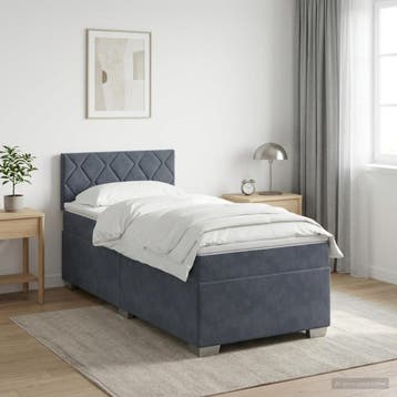 vidaXL Boxspringbed met matras en LED Donkergrijs 90 x 200, Verzenden, Nieuw