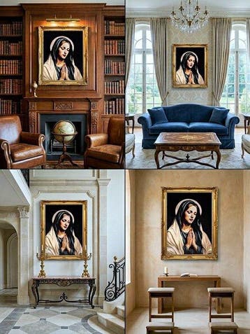 Fijn zijden beeldend wandtapijt – Maagd Maria (Madonna) –, Nieuw