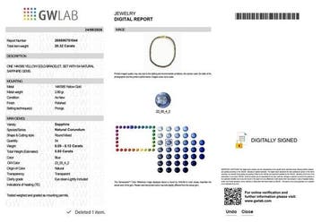 Armband - 14 karaat Geel goud - 5.85ct. tw. Saffier - GWLab