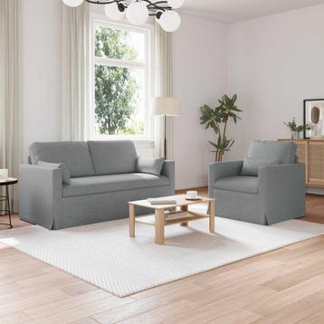 vidaXL bank / zetelstel 2 st Lichtgrijs Stof, Huis en Inrichting, Verzenden, Nieuw