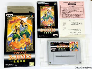 Super Famicom - 3x3 Eyes + Reg. Card, Games en Spelcomputers, Verzenden, Gebruikt