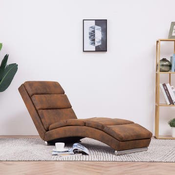 vidaXL Chaise longue kunstsuède bruin, Verzenden, Nieuw