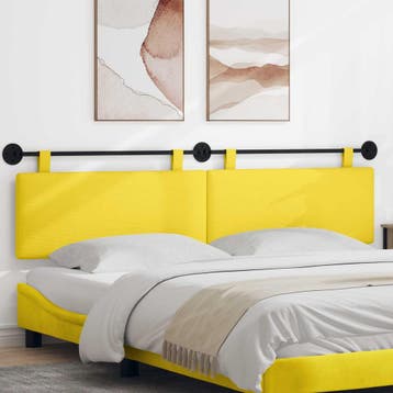 vidaXL Hangend hoofdbord Licht Geel Corduroy stof, Huis en Inrichting, Slaapkamer | Bedden, Verzenden, Nieuw