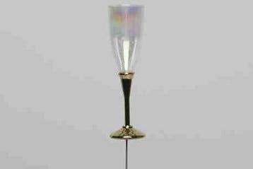 Champagneglas op steker Clear Goud 7.5 cm doos 12 stuks, Nieuw