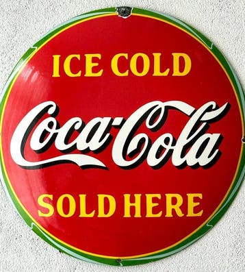 No reserve- Vrij groot Coca Cola emaille reclamebord - 30 cm