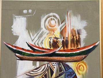 African art - Godwin Adjei Sowah  woman to market - Ghana