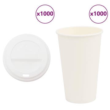 vidaXL Papieren koffiekopjes met deksel 1000 st 16oz 400 ml, Verzenden