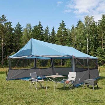 vidaXL Familietent met dak Blauw 600 x 400 x 268 cm, Verzenden