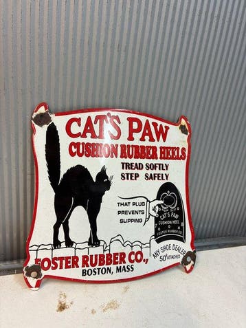 Cat’s Paw – Foster Rubber Co. – Vintage Emaille Reclamebord