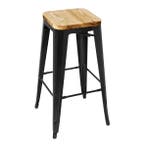 Barkrukken | BISTRO | Hout/Staal | Hout (Essen) | Zwart, Verzenden