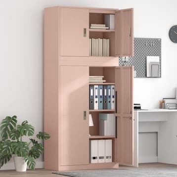 vidaXL Opbergkast 2 st Roze 90 x 40 x 210 cm Staal, Huis en Inrichting, Verzenden, Nieuw