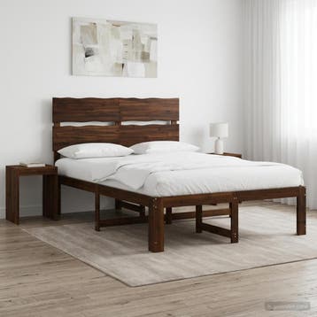 vidaXL Tweepersoonsbed met hoofdbord ROSTOCK Donkerbruin 160, Huis en Inrichting, Slaapkamer | Bedden, Verzenden, Nieuw