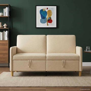 vidaXL Sofa met Opbergruimte Crèmekleurig 152 x 78 x 87 cm, Huis en Inrichting, Verzenden, Nieuw