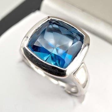 Zonder minimumprijs - Ring Zilver - London-blauw topaas
