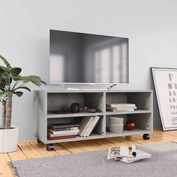 vidaXL Tv-meubel met wieltjes 90x35x35 cm bewerkt hout, Huis en Inrichting, Verzenden, Nieuw
